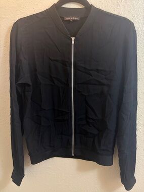 Velvet by Graham & Spencer Black Lightweight Zip Front Bomber